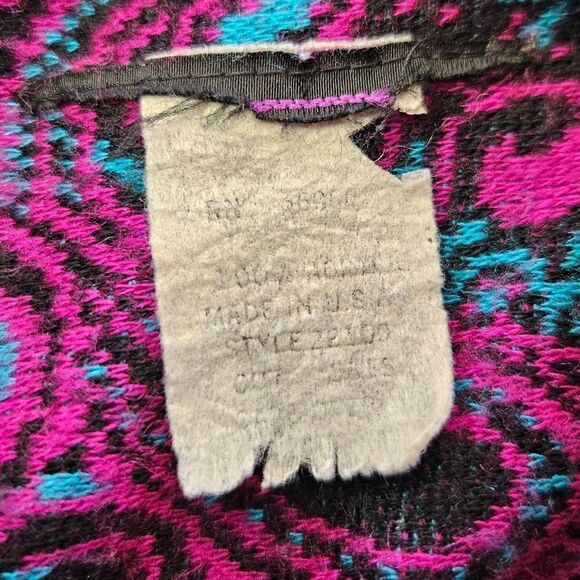 Vintage '70s Long Sleeve Purple Paisley Crew Neck Drop Waist Knit Midi Dress 4 - Picture 9 of 9